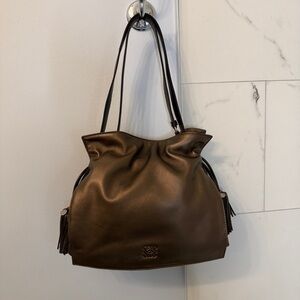Loewe Medium Flamenco Metallic Bronze Leather Crossbody Bag w/COA and Dust Bag